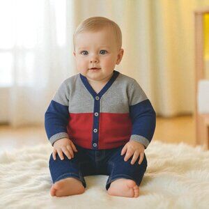 H&M Colourblock V-Neck Cardigan Sweater size 6-9 Months